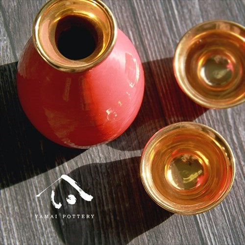 美濃焼/toki/minoyaki/japan/酒器/セット/酒器セット/お猪口/徳利/おちょこ/ペア/とっくり/朱金彩/陶器/手作り/2号/食器/結婚祝い/還暦祝い/祝い/還暦/プレゼント/ギフト/ギフトセット/食器セット/お土産/