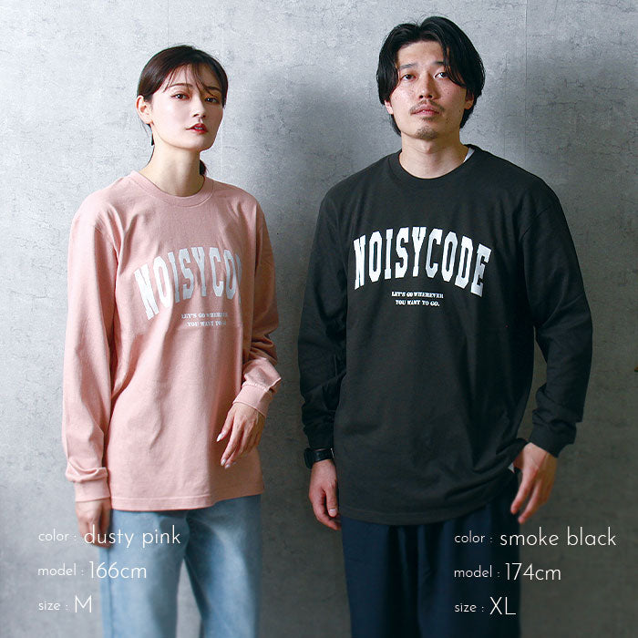 noisycode tシャツ オリジナル カレッジTシャツ カレッジロゴ レディース メンズ ブランド デザインtシャツ ペア 綿100% 長袖 おしゃれ プルオーバー プリント
