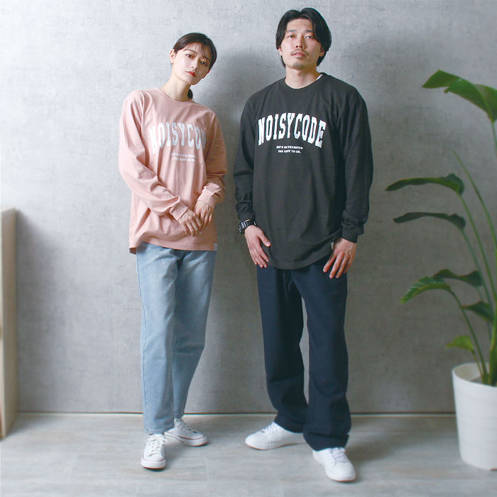 noisycode tシャツ オリジナル カレッジTシャツ カレッジロゴ レディース メンズ ブランド デザインtシャツ ペア 綿100% 長袖 おしゃれ プルオーバー プリント
