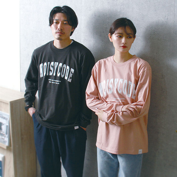 noisycode tシャツ オリジナル カレッジTシャツ カレッジロゴ レディース メンズ ブランド デザインtシャツ ペア 綿100% 長袖 おしゃれ プルオーバー プリント