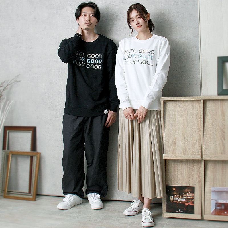 noisycode スウェット キッズ 女の子 男の子 かわいい 綿100% スエット 長袖 good ポジティブ 家族 お揃い オリジナル プルオーバー トレーナー デザイン ロゴ
