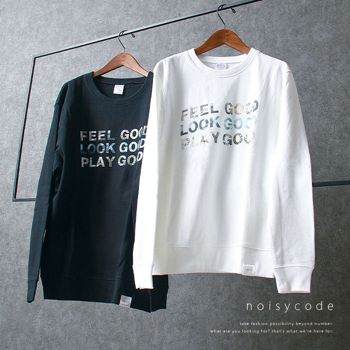 noisycode スウェット キッズ 女の子 男の子 かわいい 綿100% スエット 長袖 good ポジティブ 家族 お揃い オリジナル プルオーバー トレーナー デザイン ロゴ