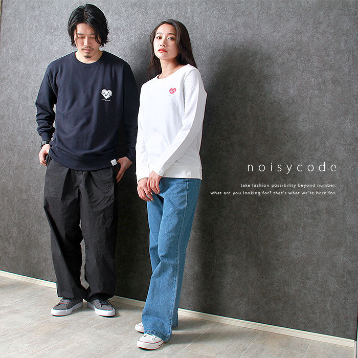 noisycode ワンポイント スウェット トレーナー ハート オリジナル レディース メンズ ブランド デザイントレーナー ペア 綿100% 長袖 おしゃれ プリント ロゴ