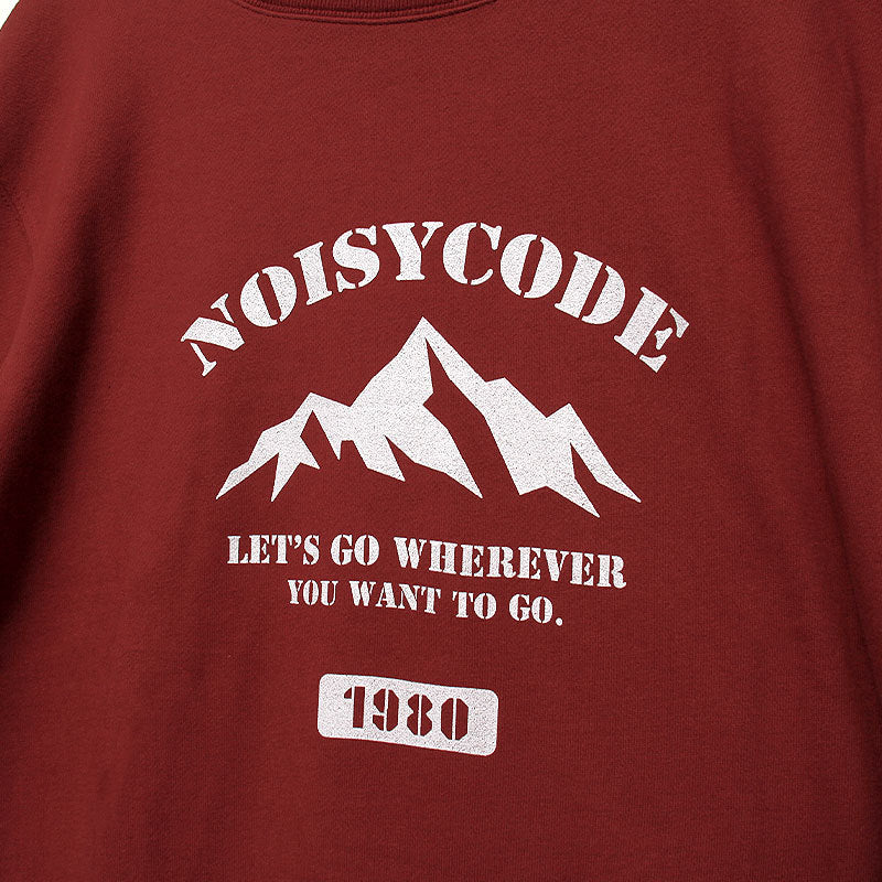 noisycode スウェット レディース 綿100% スエット メンズ 長袖 カレッジトレーナー 山 カレッジ カレッジロゴ プルオーバー トレーナー デザイン ロゴ ライト