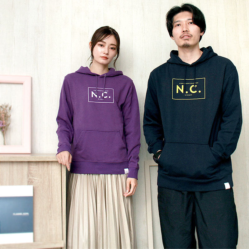noisycode パーカー キッズ 女の子 男の子 かわいい 綿100% スウェット パーカ スエット 長袖 ブラウンロゴ n.c. カレッジロゴ 家族 お揃い オリジナル プルオー