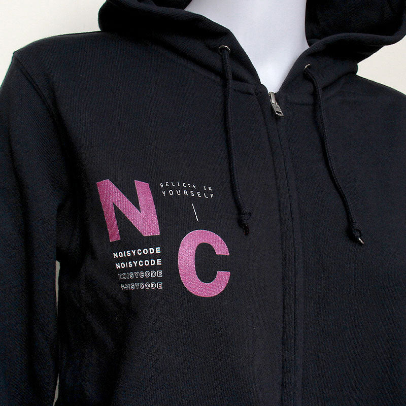noisycode ジップアップパーカー ジップ パーカー キッズ 女の子 男の子 かわいい 綿100% スウェット パーカ スエット 長袖 ブラウンロゴ n.c. カレッジロゴ