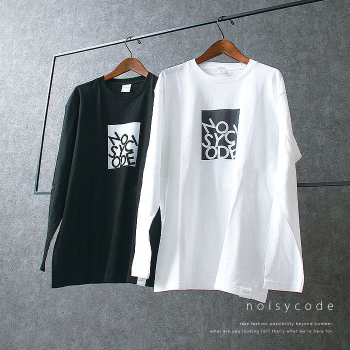 noisycode tシャツ ロゴTシャツ オリジナル レディース メンズ ブランド デザインtシャツ ペア 綿100% 長袖 おしゃれ プルオーバー プリント ロゴ 文字 英字