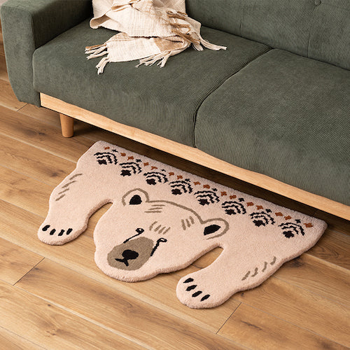 タイガーフォックスポーラトラ虎キツネ狐クマ熊かわいいおしゃれアニマル動物ラグアニマル柄もこもこ個性的癒しセパレートひょっこり