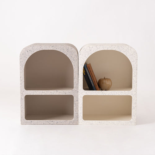 シックモダンテラゾー柄おしゃれ角丸シェルフ棚飾り棚2段繊維板おしゃれシンプル