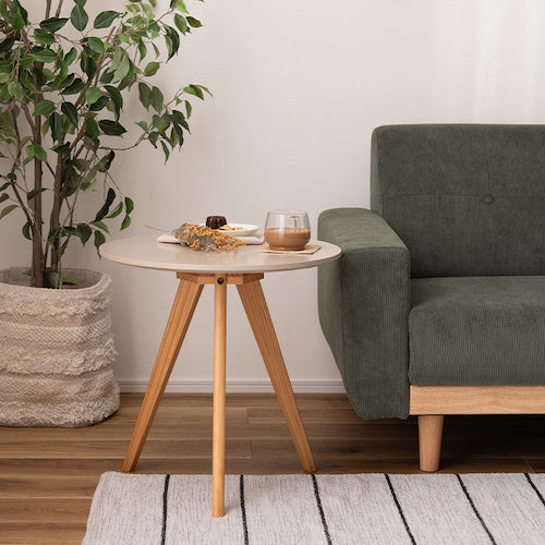 テーブルディスプレイ台木製天然木パインくすみカラー三本脚おしゃれコンパクトシンプル北欧韓国かわいいナチュラル一人暮らしベージュグリーンピンクグレーテーブルサイドテーブルナイトテーブル
