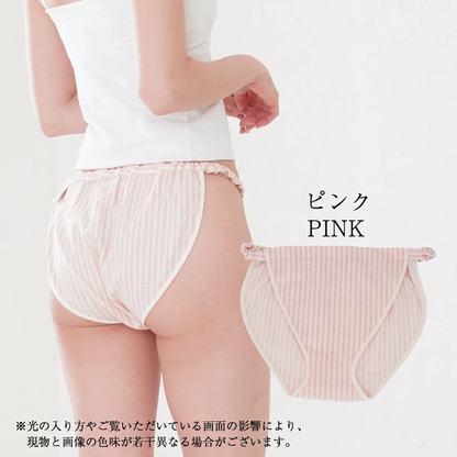 締め付けゼロ！ ふんどしショーツストライプ柄　コットンダブルガーゼ ｜ふんどしパンツ 女性用 レディース 締め付けない ゆったり 綿100％ 下着 ナイトショーツ フンティー ふんパン 旅行 就寝用 日本製  Fundy-Fundy『 フンディ-フンディ- 』
