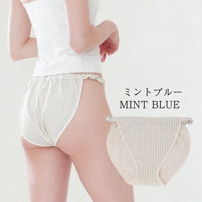 締め付けゼロ！ ふんどしショーツストライプ柄　コットンダブルガーゼ ｜ふんどしパンツ 女性用 レディース 締め付けない ゆったり 綿100％ 下着 ナイトショーツ フンティー ふんパン 旅行 就寝用 日本製  Fundy-Fundy『 フンディ-フンディ- 』