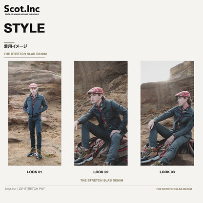 Scot.Inc ニットライクタイトスリムパンツ メンズ 通年 オールシーズン ストレッチ パンツ 作業服 作業着 ワークパンツ タイトスリム ドビー織り CUC