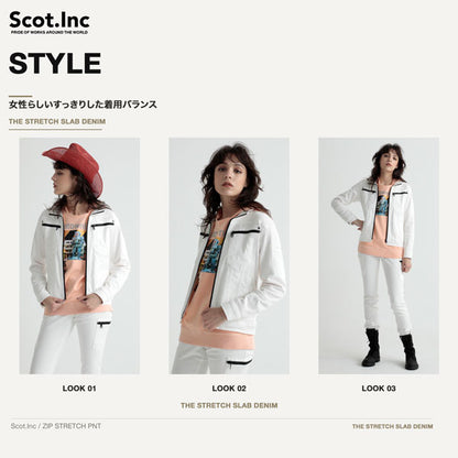 Scot.Inc ニットライクスリムレディースジャケット レディース 通年 オールシーズン ストレッチ ジャケット 作業服 作業着 ワークジャケット ドビー織り CUC