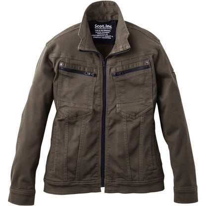 Scot.Inc ニットライクスリムレディースジャケット レディース 通年 オールシーズン ストレッチ ジャケット 作業服 作業着 ワークジャケット ドビー織り CUC