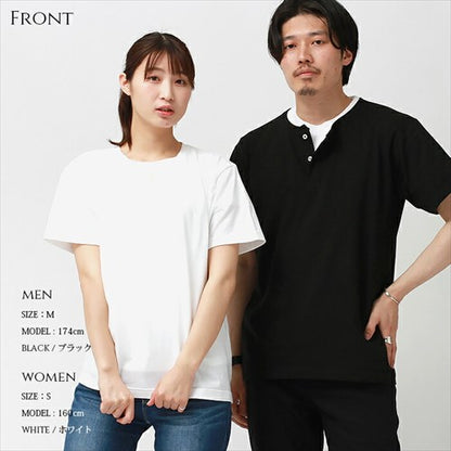 ヘンリーネックtシャツ/ヘンリーネック/半袖/tシャツ/レディース/綿100%/メンズ/春/夏/無地/シンプル/ベーシック/トップス/ペアルック/ユニセックス/大きいサイズ/sサイズ/小さいサイズ/服/プチプラ/