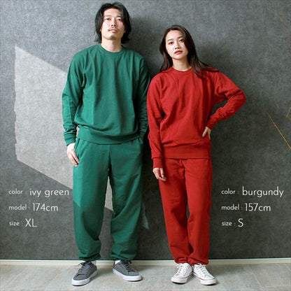 トレーナースウェットメンズレディース上下長袖無地厚手裏毛パイルシンプル大きいサイズリブロングスリーブペアイベントユニフォームXSSMLXL秋冬作業着