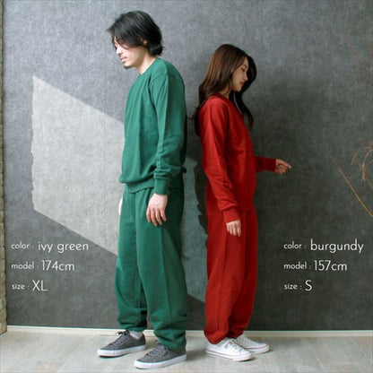 トレーナースウェットメンズレディース上下長袖無地厚手裏毛パイルシンプル大きいサイズリブロングスリーブペアイベントユニフォームXSSMLXL秋冬作業着