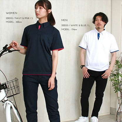 ドライレイヤードボタンダウンポロシャツレディース半袖メンズ春夏無地シンプルベーシックトップスペアルックユニセックス大きいサイズsサイズ小さいサイズ服プチプラ８色お出かけ