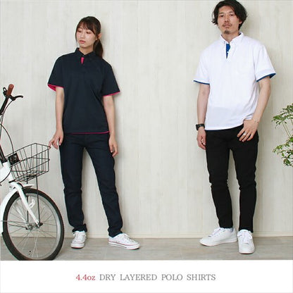 ドライレイヤードボタンダウンポロシャツレディース半袖メンズ春夏無地シンプルベーシックトップスペアルックユニセックス大きいサイズsサイズ小さいサイズ服プチプラ８色お出かけ