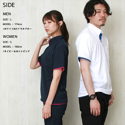 ドライレイヤードボタンダウンポロシャツレディース半袖メンズ春夏無地シンプルベーシックトップスペアルックユニセックス大きいサイズsサイズ小さいサイズ服プチプラ８色お出かけ