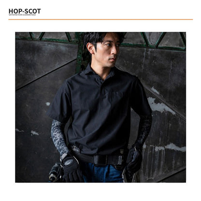 HOP-SCOT 半袖ポロシャツ UVドライストレッチ 作業服 作業着 メンズ 春夏 吸汗速乾 通気性 UVカット 消臭 ストレッチ 胸ポケット 袖ペン差し