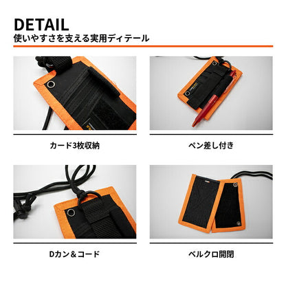 HOP-SCOT ホップスコット CORDURA IDカードホルダー ネームホルダー 社員証ケース 高耐久 3枚収納 ネックストラップ ペン差し Dカン付き メンズ レディース 男女兼用 作業用