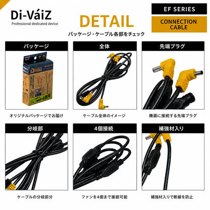 Di-VáiZ 増設用高耐久接続ケーブル 補強材入り EFウェア ファン付き作業服 ファン4個接続用 空調作業服 CUC