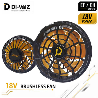Di-VáiZ 18Vブラシレスファン 18V専用高耐久接続ケーブル付 ファン対応ウェア用 高風量 薄型 軽量 メンテナンス可能 作業服 作業着 春夏