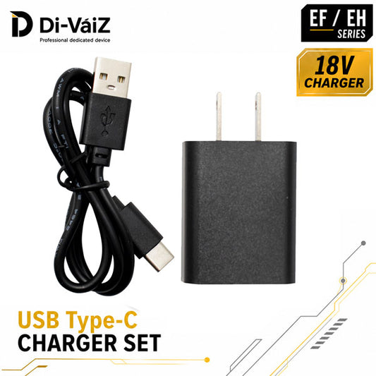 Di-VáiZ CAVO USBケーブル充電器セット タイプC 18Vバッテリー充電用 ACアダプター USB Type-Cケーブル 作業服 作業着 ファン対応ウェア用
