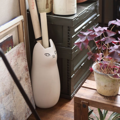 傘立て傘入れアンブレラスタンド玄関かさ収納ポスター収納フラワーベースインテリア置物レトロ猫ねこキャット猫モチーフ陶器コンパクト省スペーススリムおしゃれカフェシンプル安定感店舗ナチュラルかわいい一人暮らし室内室外屋外azm家具