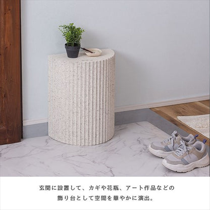 サイドテーブルテーブルミニテーブルナイトテーブルディスプレイオブジェテラゾー柄石目調石模様大理石柄モノトーンマーブル半円型丸円省スペースコンパクトベッドサイドソファサイド壁付け繊維板おしゃれシンプルシックモダン