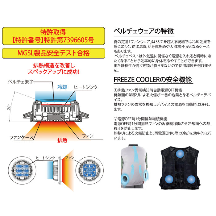 ペルチェベスト ペルチェデバイス 冷却ベスト 夏用作業服 空調 高性能