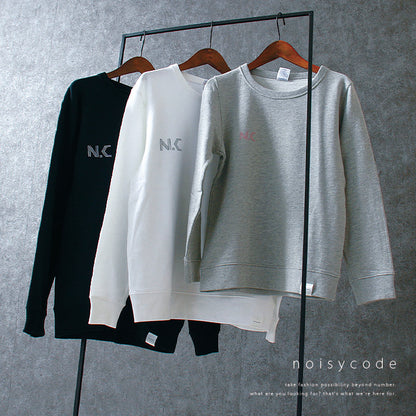 noisycode ワンポイント スウェット トレーナー オリジナル レディース メンズ ブランド デザインパーカー ペア 綿100% 長袖 おしゃれ プリント ロゴ 文字 英字