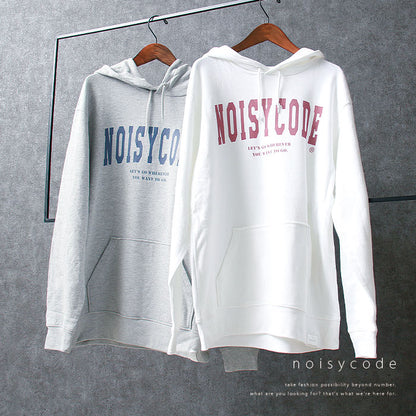 noisycode パーカー レディース 綿100% 綿 コットン100 メンズ 長袖 カレッジロゴ オリジナル フーディー フード プルオーバー デザイン ロゴ プリント 英字