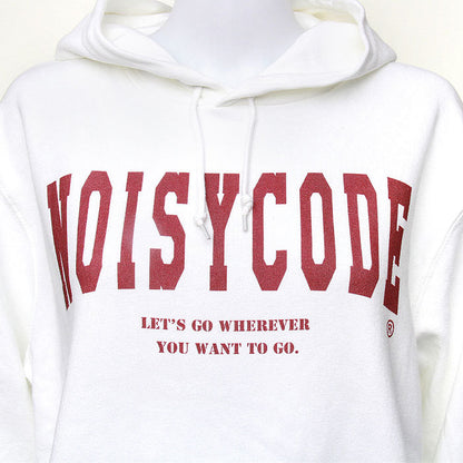 noisycode パーカー レディース 綿100% 綿 コットン100 メンズ 長袖 カレッジロゴ オリジナル フーディー フード プルオーバー デザイン ロゴ プリント 英字