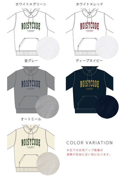 noisycode パーカー レディース 綿100% 綿 コットン100 メンズ 長袖 カレッジロゴ オリジナル フーディー フード プルオーバー デザイン ロゴ プリント 英字