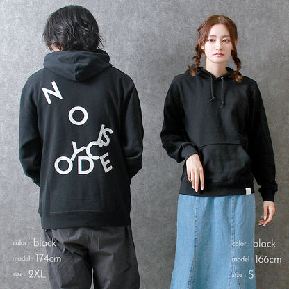 noisycode トップス パーカー オリジナル レディース メンズ ブランド デザインパーカー バックロゴ バックプリント プリント プリントパーカー ペア 綿100%