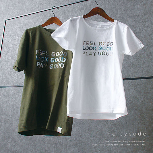 noisycode tシャツ オリジナル good レディース メンズ ブランド デザインtシャツ ペア 綿100% 半袖 おしゃれ プルオーバー プリント ロゴ 文字 英字 プルオーバ