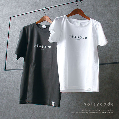 noisycode tシャツ キッズ 女の子 男の子 オリジナル 月 moon ルナ ブランド 家族 お揃い デザインtシャツ ペア 綿100% 半袖 おしゃれ プルオーバー プリント ロ