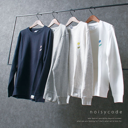 noisycode スウェット レディース 綿100% スエット メンズ 長袖 チューリップ 花 絵 プルオーバー トレーナー デザイン ロゴ ライトトレーナー プリント 英字