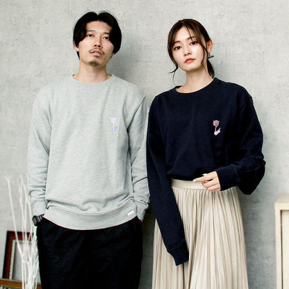 noisycode スウェット レディース 綿100% スエット メンズ 長袖 チューリップ 花 絵 プルオーバー トレーナー デザイン ロゴ ライトトレーナー プリント 英字