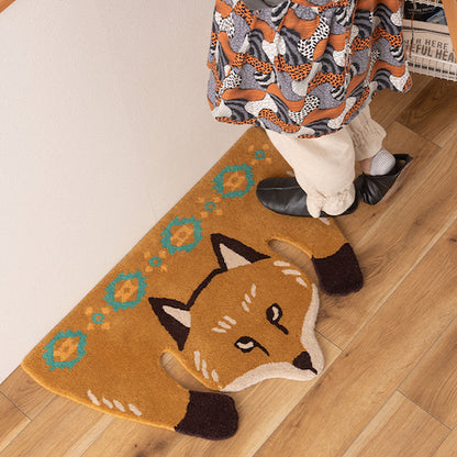 タイガーフォックスポーラトラ虎キツネ狐クマ熊かわいいおしゃれアニマル動物ラグアニマル柄もこもこ個性的癒しセパレートひょっこり