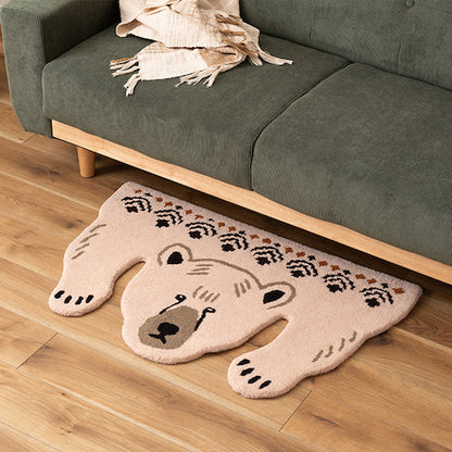 タイガーフォックスポーラトラ虎キツネ狐クマ熊かわいいおしゃれアニマル動物ラグアニマル柄もこもこ個性的癒しセパレートひょっこり