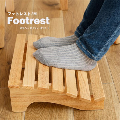 フットレスト木製デスクワーク足置き台床置きタイプデスクオフィスリモートワーク在宅天然木足枕足まくらリラックスシンプルナチュラルコンパクト低身長子供膝痛腰痛下半身痛北欧風韓国風Mサイズ幅45cmhelppo