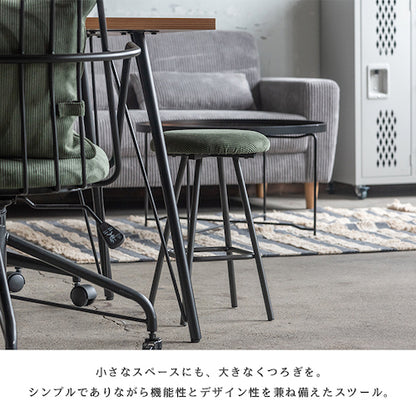 丸型丸椅子円形ラウンドアンティークチェアモダングリーングレースツール椅子イスいすおしゃれコーデュロイスチール軽量