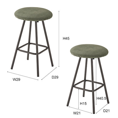 丸型丸椅子円形ラウンドアンティークチェアモダングリーングレースツール椅子イスいすおしゃれコーデュロイスチール軽量