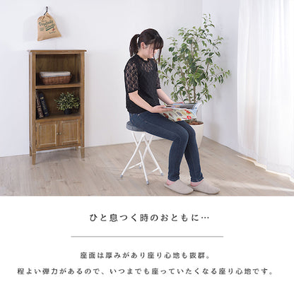 カウンターチェアバーチェアパソコンチェアコンパクトPCチェアクッションロンダキャップ付きロック付スチールスツール丸スツール腰掛け椅子北欧カジュアルシンプル隙間収納コンパクト折りたたみスツールフォールディングチェア