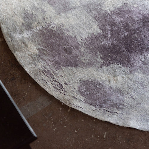ラグマットムーン月直径140cmおしゃれ満月クレーターすべり止め丸丸型円円形灰色グレーモダンインダストリアルかっこいい
