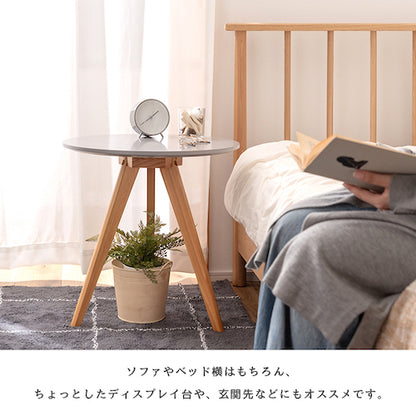 テーブルディスプレイ台木製天然木パインくすみカラー三本脚おしゃれコンパクトシンプル北欧韓国かわいいナチュラル一人暮らしベージュグリーンピンクグレーテーブルサイドテーブルナイトテーブル